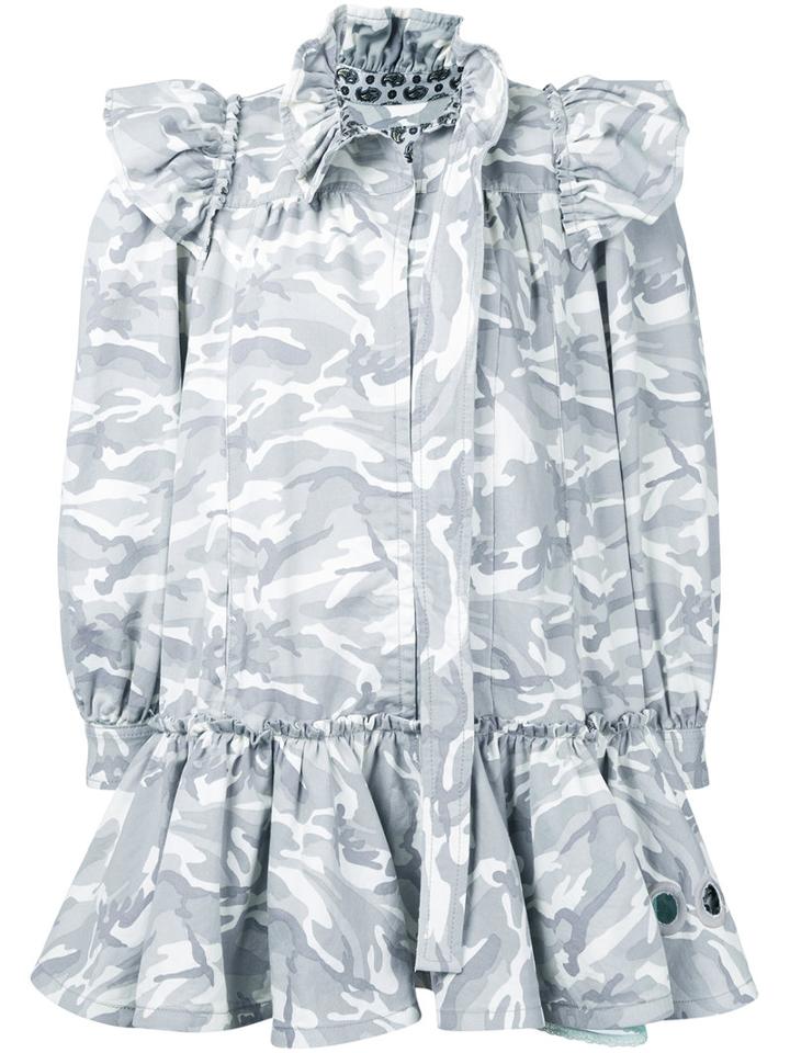 Camouflage Print Babydoll Dress - Women - Cotton - 6, Grey, Cotton, Marc Jacobs