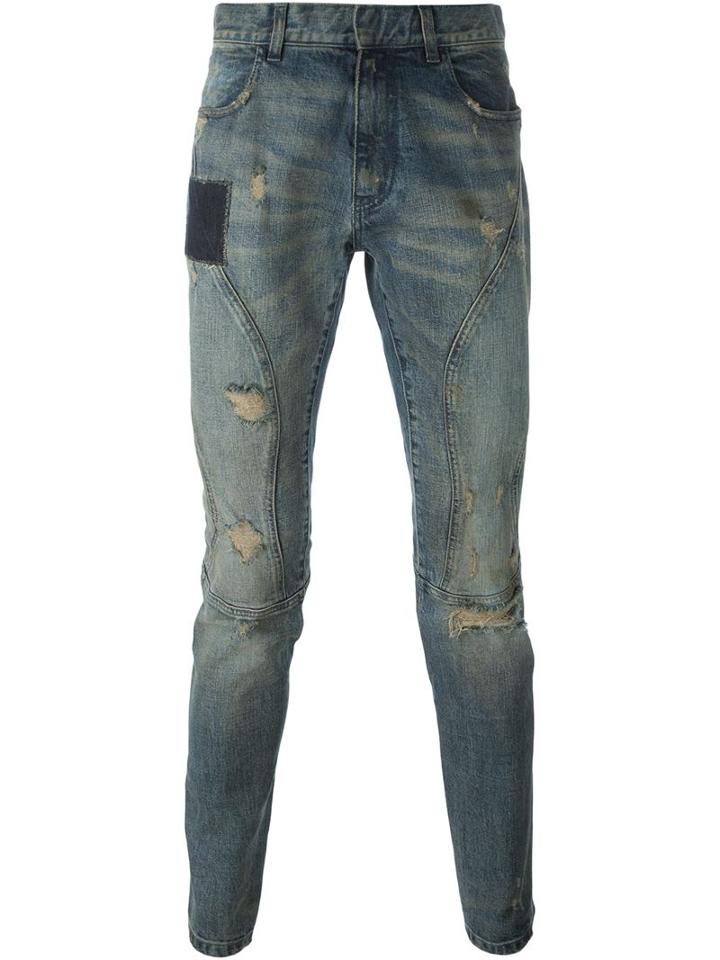 Faith Connexion Distressed Skinny Jeans, Men's, Size: 31, Blue, Cotton/spandex/elastane