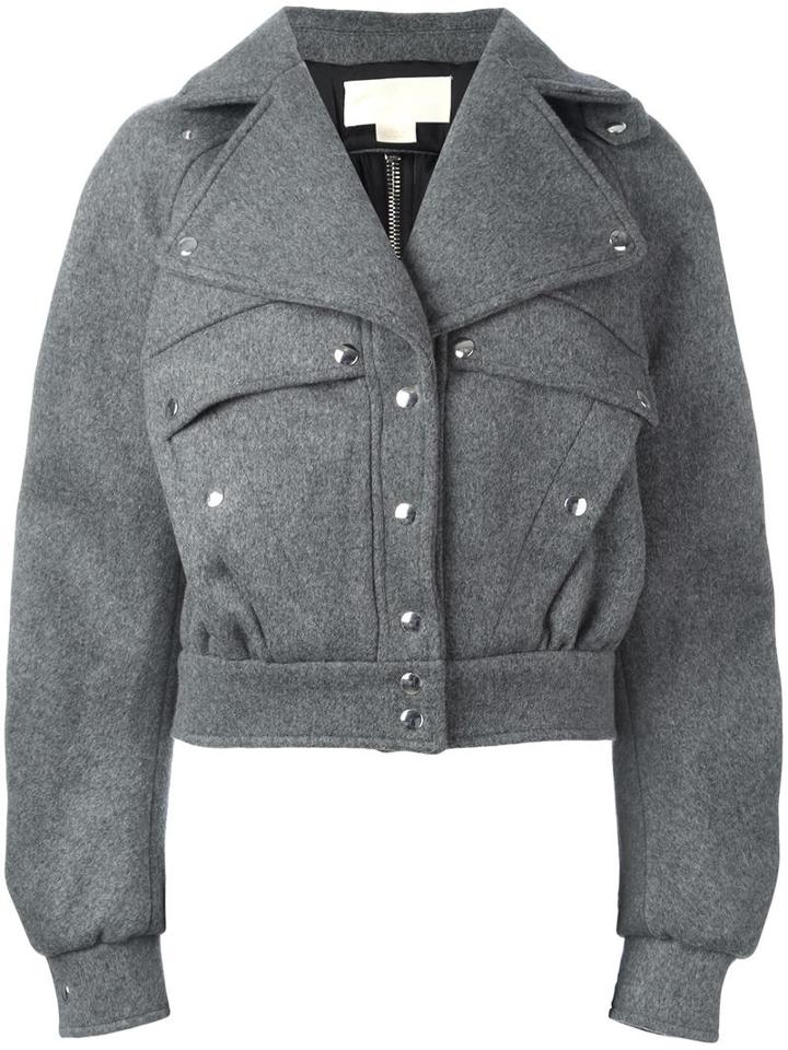 Antonio Berardi Snap Fastening Jacket, Size: 40, Grey, Virgin Wool