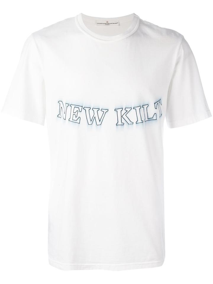 Golden Goose Deluxe Brand New Kilt Print T-shirt, Men's, Size: Large, White, Cotton