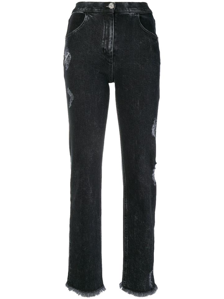 Balmain Cropped Denim Trousers - Black