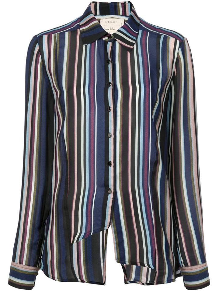 Nicole Miller Flight Stripe Boyfriend Shirt - Black