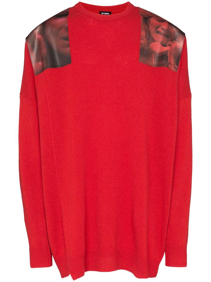 Raf Simons Appliqued Knittted Jumper - Red