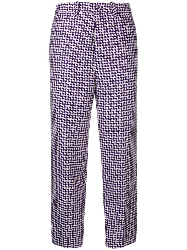 Erika Cavallini Houndstooth Cropped Trousers - Pink & Purple