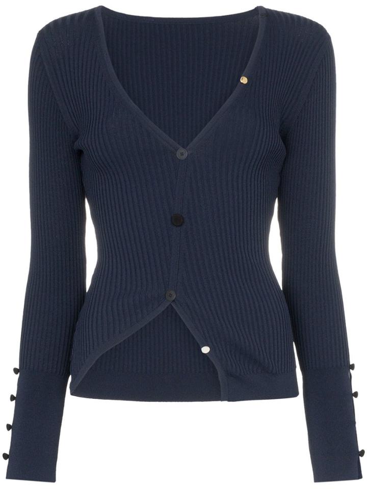 Jacquemus Asymmetric Ribbed Cardigan - Blue