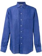 Loro Piana Andre Ml Sahara Melange Shirt, Men's, Size: Xxl, Blue, Linen/flax