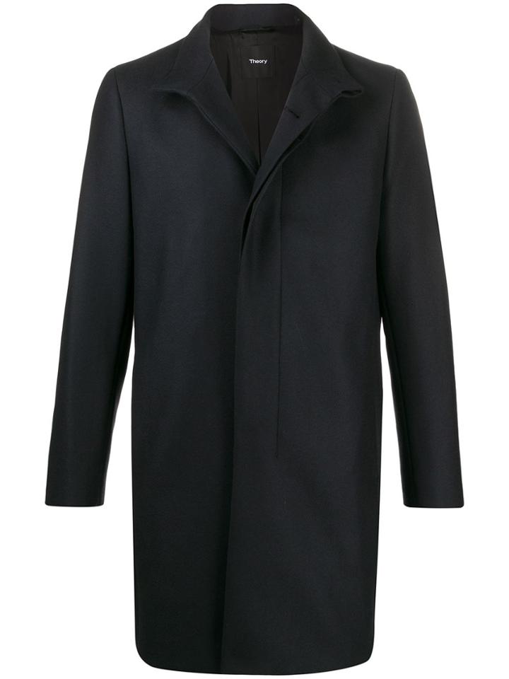 Theory Belvil Single Breasted Coat - Blue