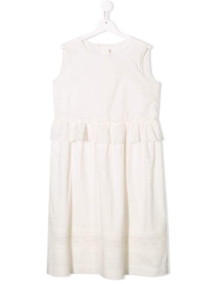 Bonpoint Teen Ruffle Flared Dress - White