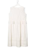 Bonpoint Teen Ruffle Flared Dress - White