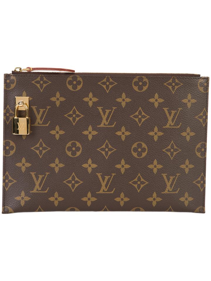 Louis Vuitton Vintage Lv Lock Clutch Bag - Brown