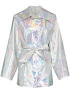 Kassl Belted Hologram Trench Coat - Metallic