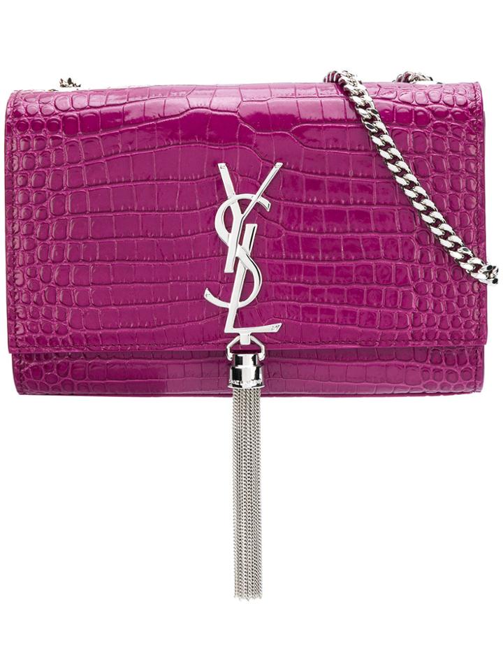 Saint Laurent Kate Tassel Chain Wallet - Pink & Purple