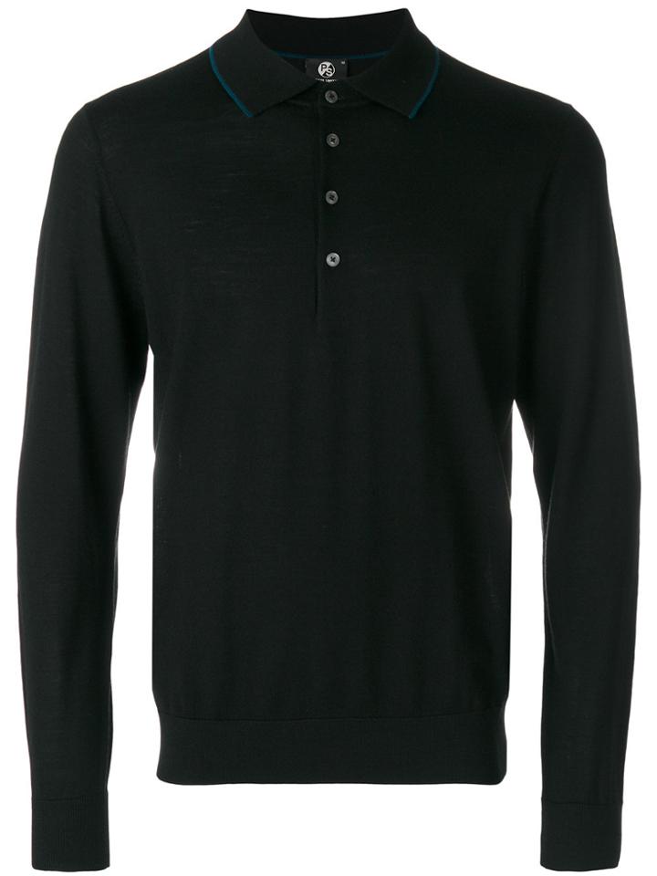 Ps By Paul Smith Long Sleeve Polo Shirt - Black