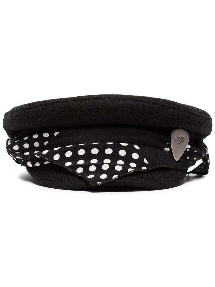 Rockins Black And White Polka Dot Scarf Wool Hat