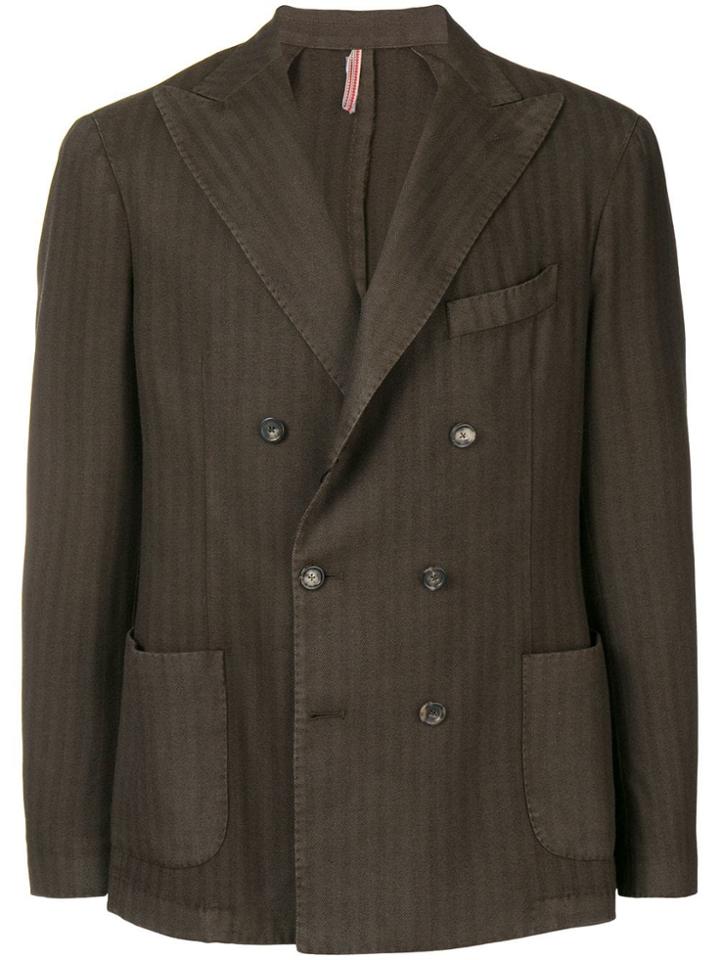 Dell'oglio Double-breasted Stripe Blazer - Brown
