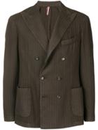 Dell'oglio Double-breasted Stripe Blazer - Brown