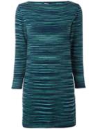 M Missoni Striped Sweater Dress, Women's, Size: Large, Blue, Virgin Wool