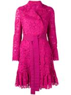 Dolce & Gabbana Belted Lace Coat - Pink & Purple