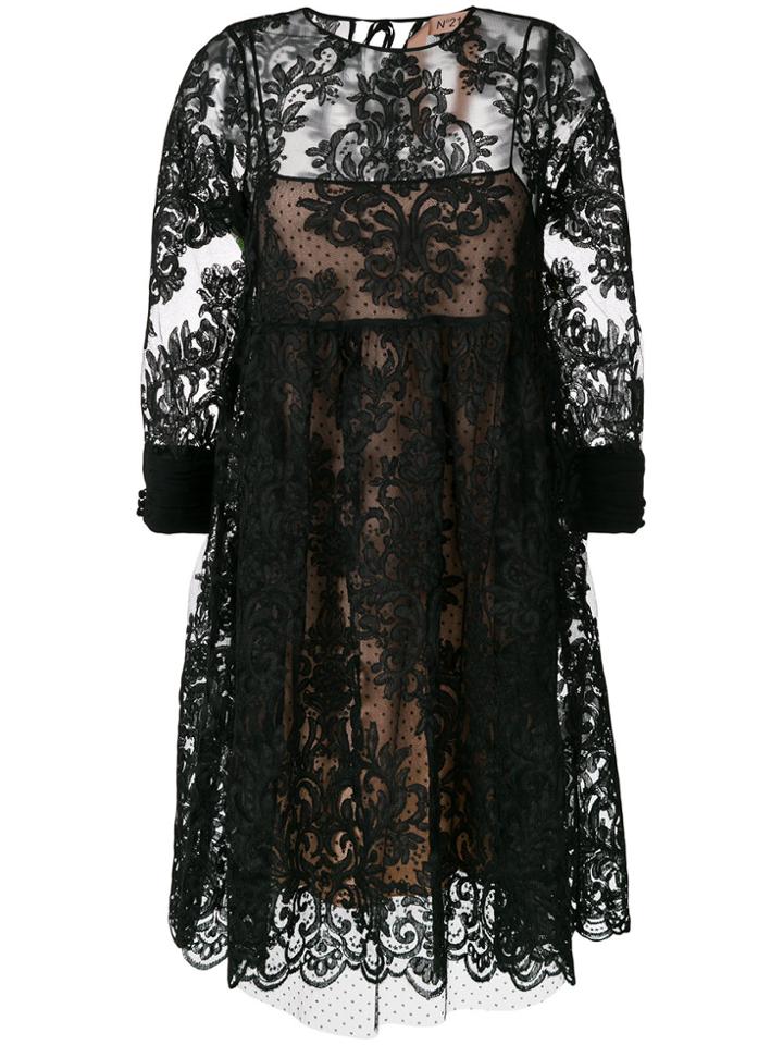 No21 Lace Skater Dress - Black