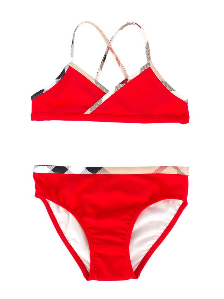 Burberry Kids Haymarket Check Trim Bikini, Girl's, Size: 10 Yrs, Red