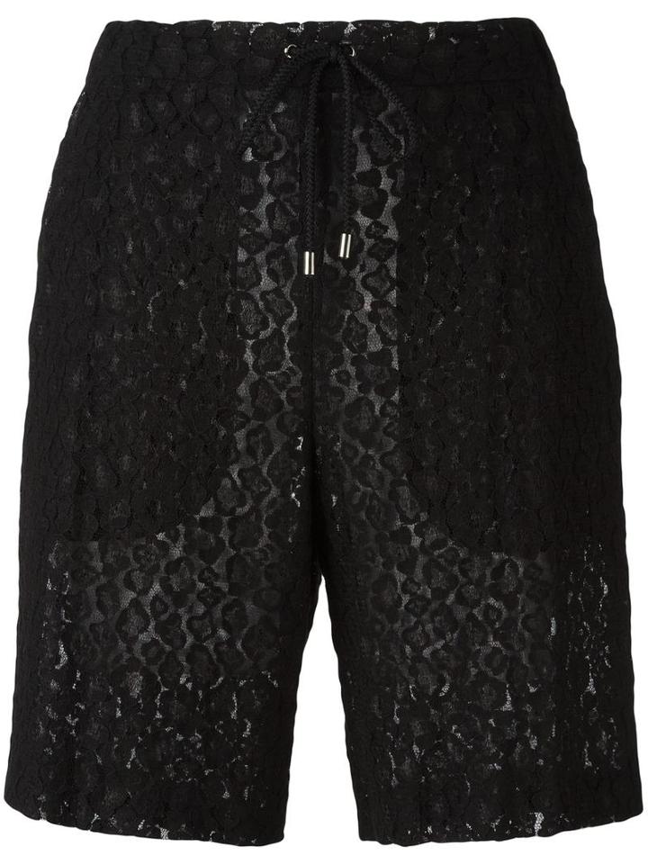 Giamba Lace Drawstring Shorts, Women's, Size: 44, Black, Polyamide/viscose