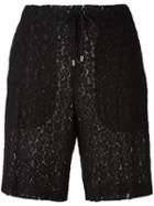 Giamba Lace Drawstring Shorts, Women's, Size: 44, Black, Polyamide/viscose