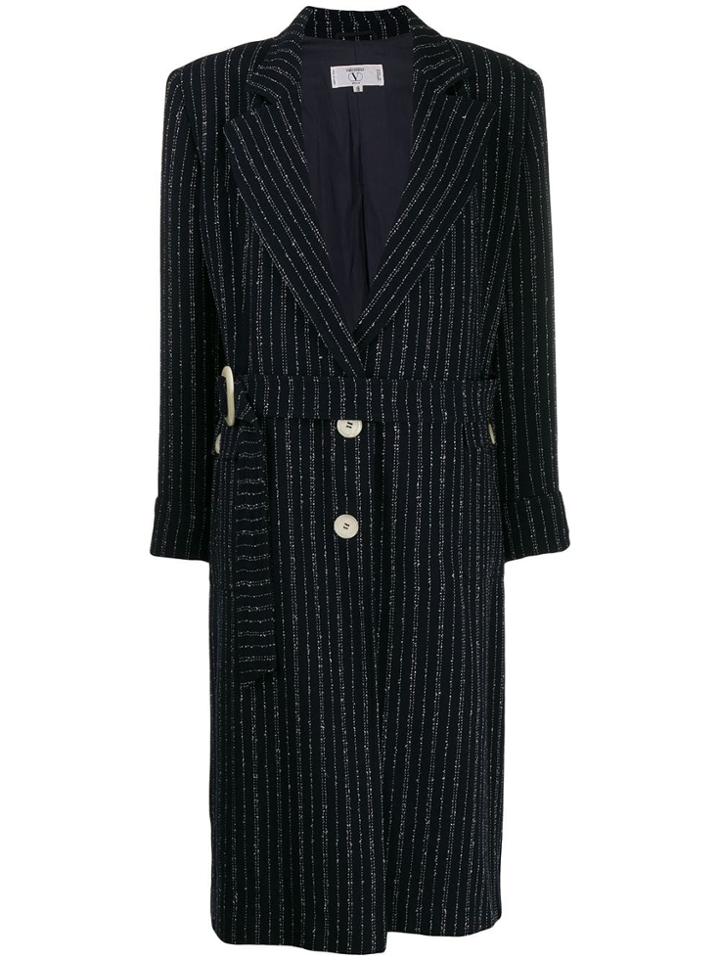 Valentino Pre-owned '1980s Striped Coat - Blue