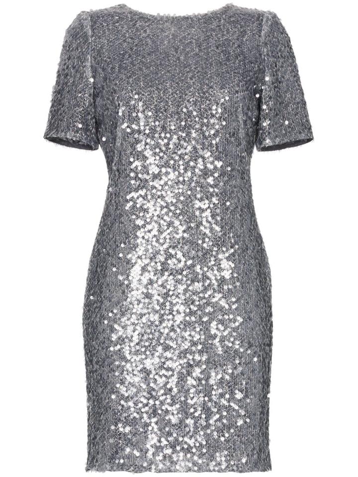 Galvan Sequin Embellished Scoop Back Mini Dress - Metallic