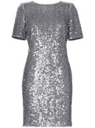 Galvan Sequin Embellished Scoop Back Mini Dress - Metallic