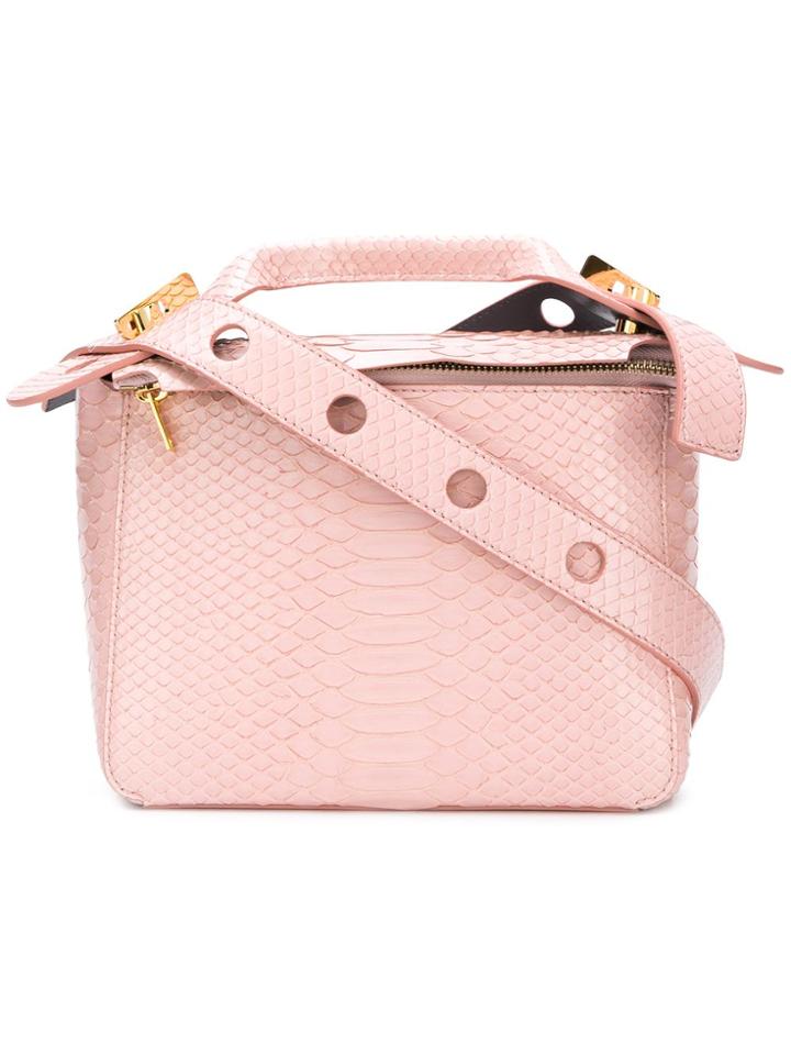 Sophie Hulme Crocodile Effect Small Bolt Bag - Pink & Purple
