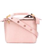 Sophie Hulme Crocodile Effect Small Bolt Bag - Pink & Purple