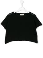 Andorine Open Knit Cropped T-shirt - Black