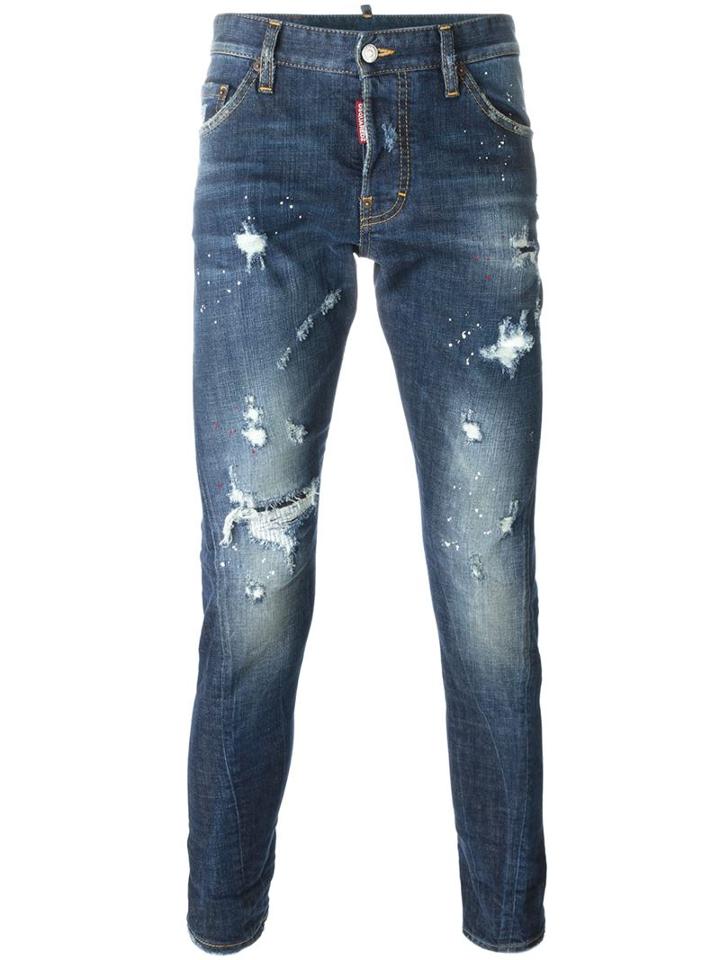 Dsquared2 Sexy Twist Jeans, Men's, Size: 54, Blue, Cotton/spandex/elastane/polyester/calf Leather