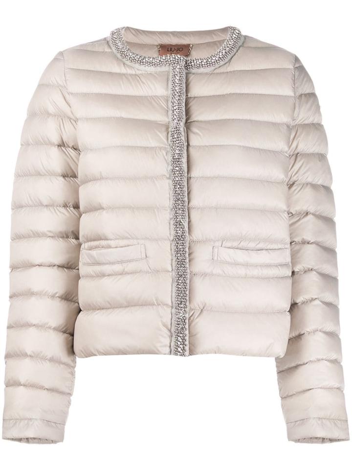 Liu Jo Embellished Puffer Jacket - Neutrals