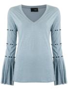 Andrea Bogosian - Panelled Top - Women - Cotton - P, Blue, Cotton