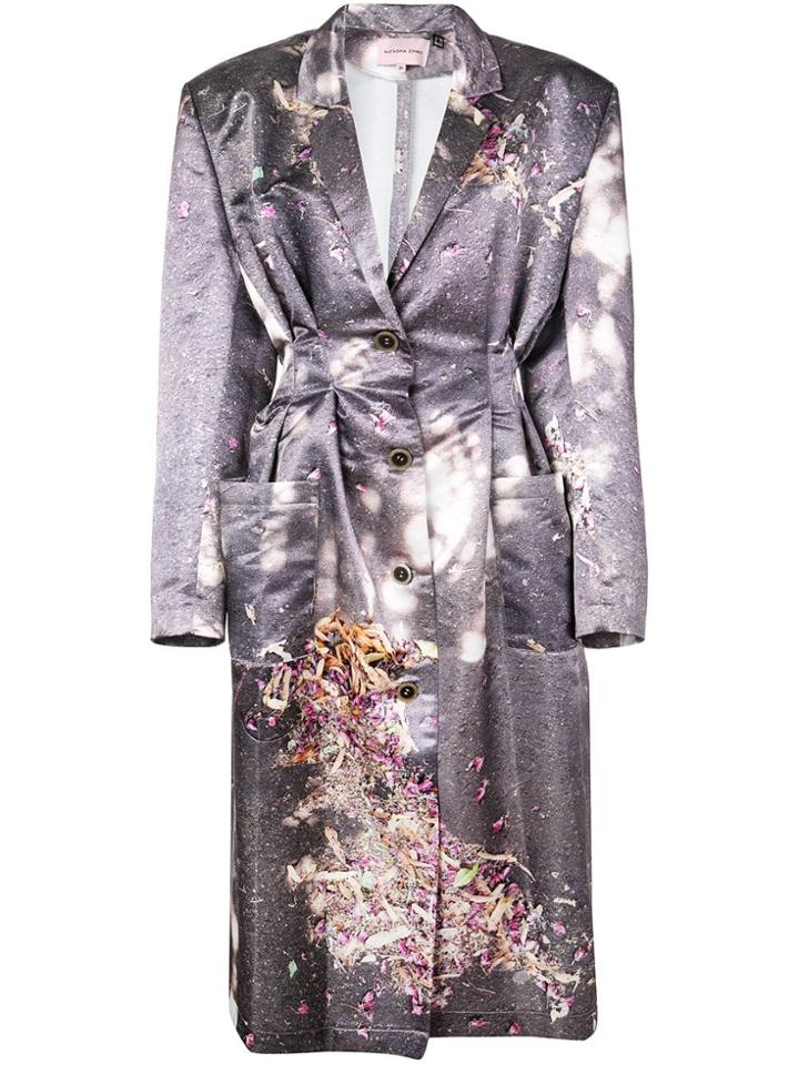 Natasha Zinko Printed Single Breasted Coat - Grey