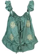Innika Choo Embroidered Floral Top - Green