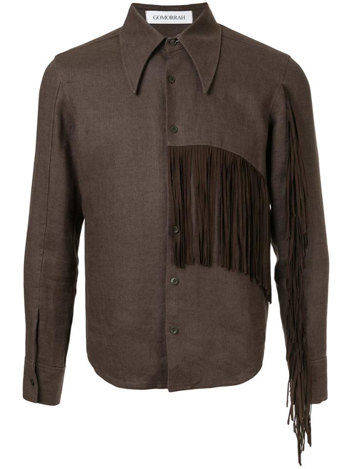 Gomorrah Fringe Panel Shirt - Brown