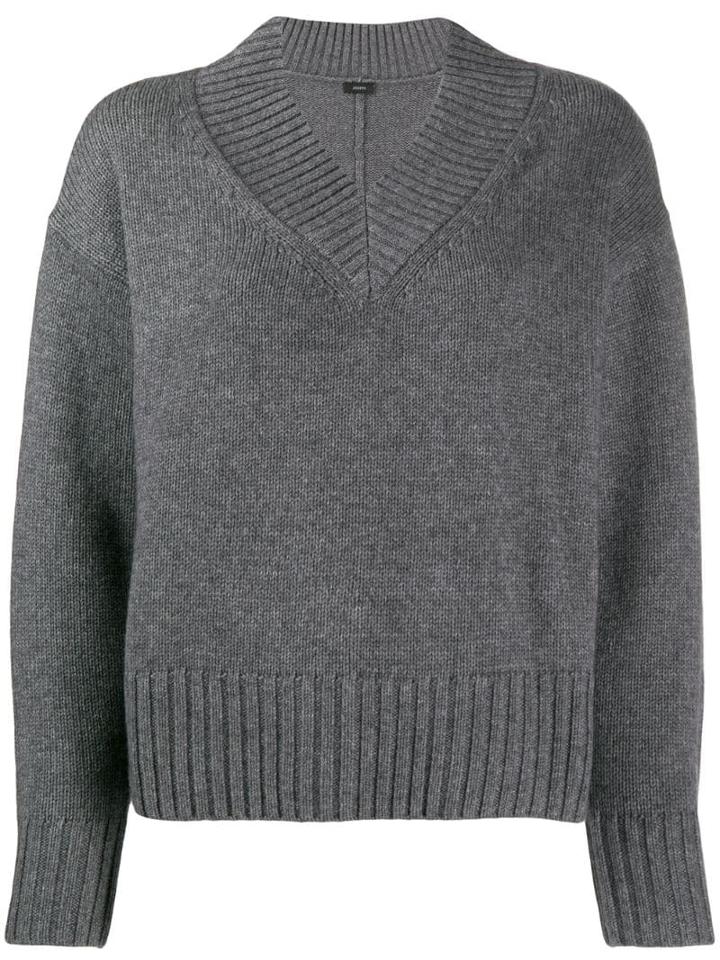 Joseph V-neck Boxy-fit Jumper - Grey