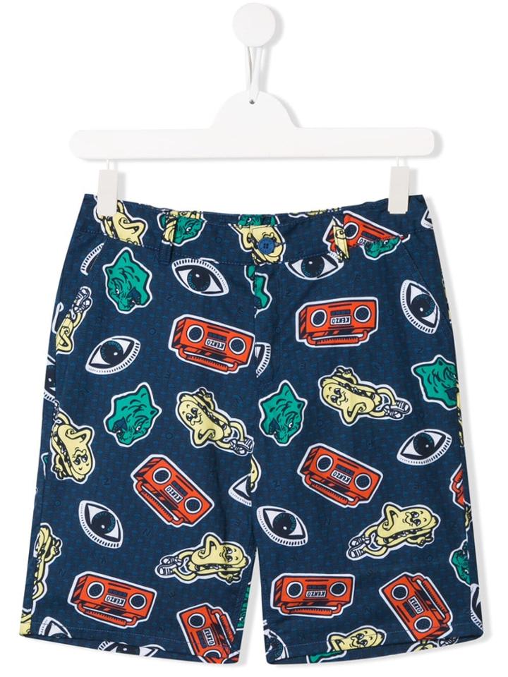 Kenzo Kids Printed Shorts - Blue