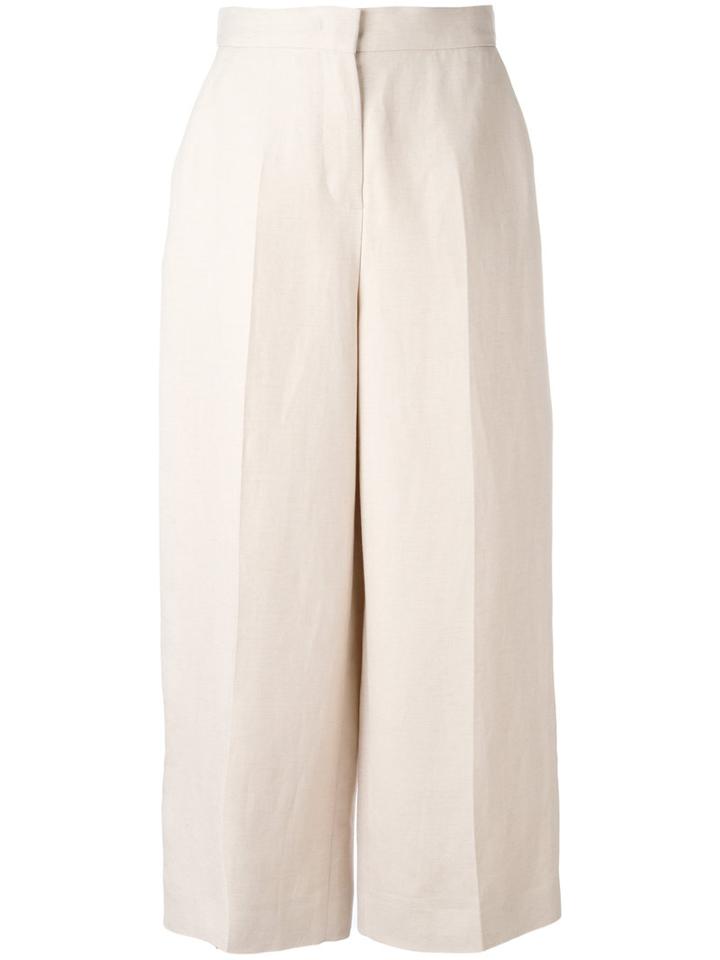 Max Mara - High-waist Cropped Trousers - Women - Linen/flax/viscose - 42, Nude/neutrals, Linen/flax/viscose