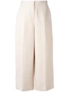 Max Mara - High-waist Cropped Trousers - Women - Linen/flax/viscose - 42, Nude/neutrals, Linen/flax/viscose