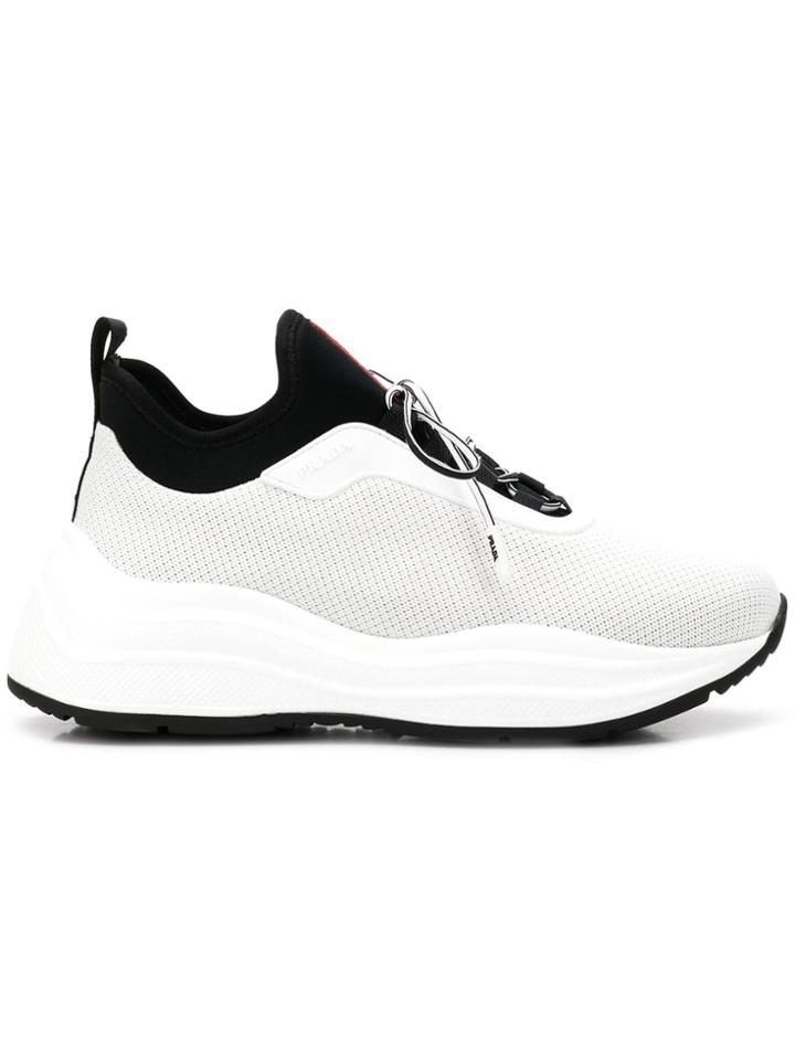 Prada Thick Sole Sneakers - White