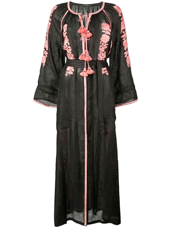 Vita Kin Embroidered Midi Dress - Black