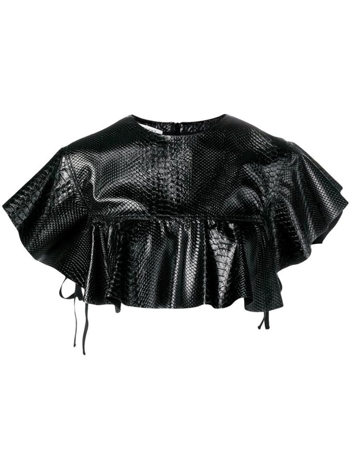 Philosophy Di Lorenzo Serafini Snakeskin Pattern Cropped Top - Black