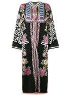 Etro - Fringed Intarsia Mid-length Coat - Women - Viscose/polyamide/polyester/cotton - 46, Black, Viscose/polyamide/polyester/cotton