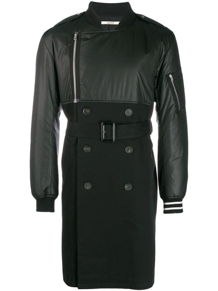 Zilver Bomber Trench Coat - Black
