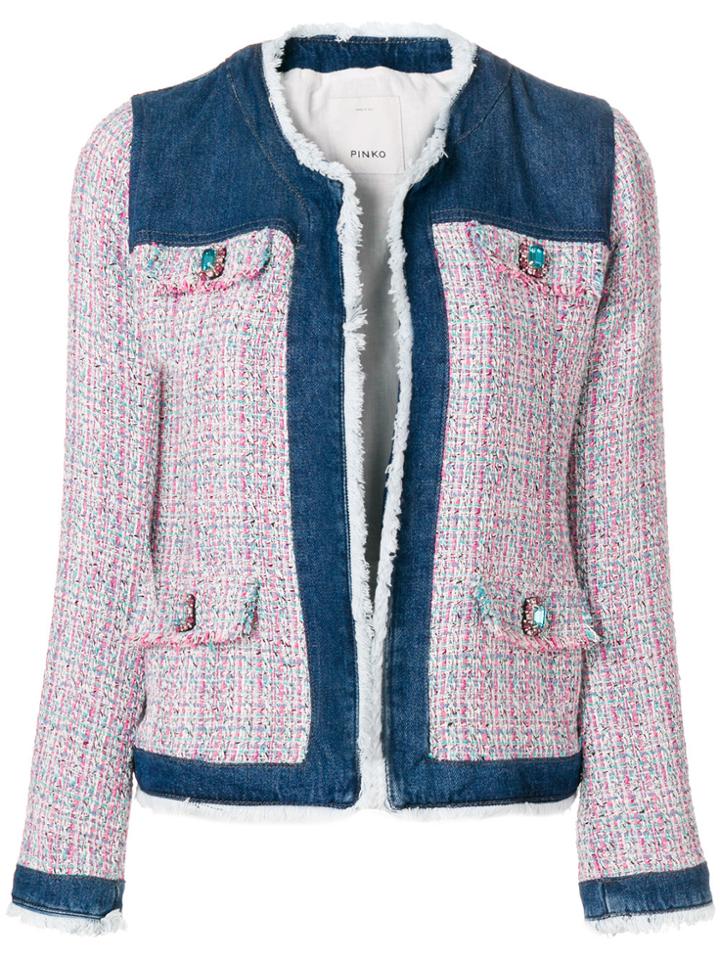 Pinko Denim And Bouclé Jacket - Blue