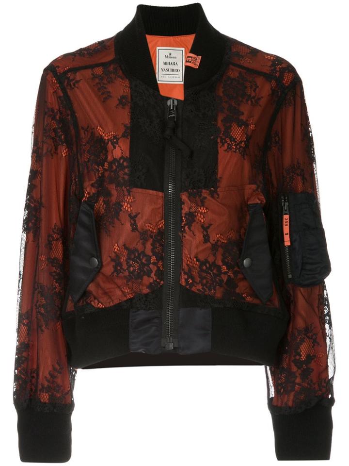 Maison Mihara Yasuhiro Lace Layer Bomber Jacket - Black
