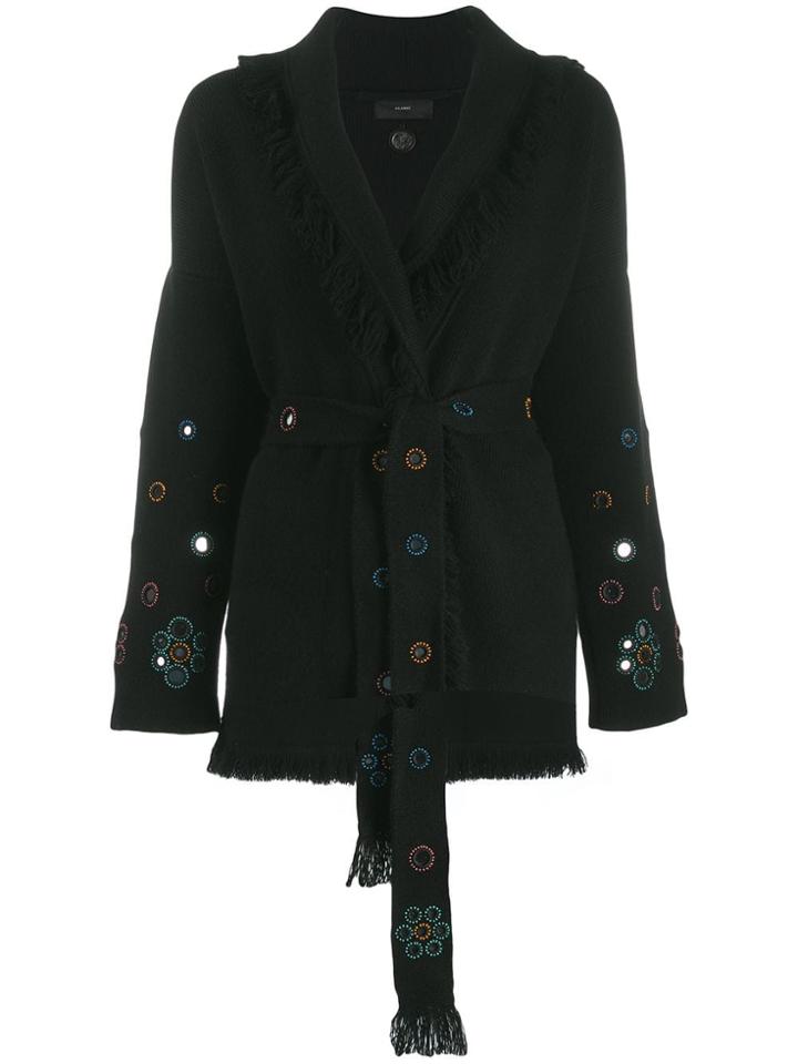 Alanui Cashmere Eyelet Detailed Belted Jacket - Black